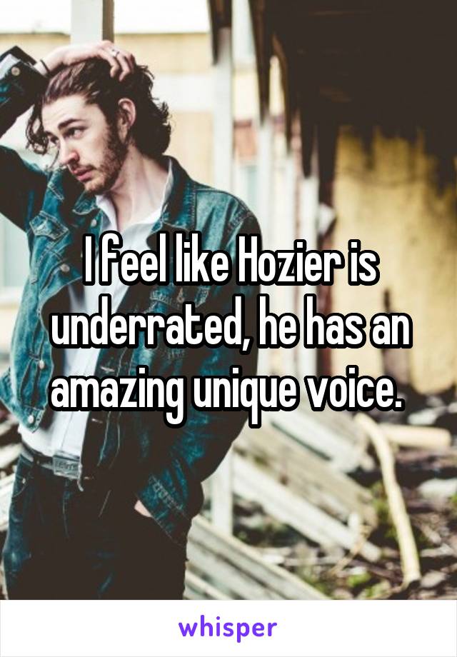 I feel like Hozier is underrated, he has an amazing unique voice. 