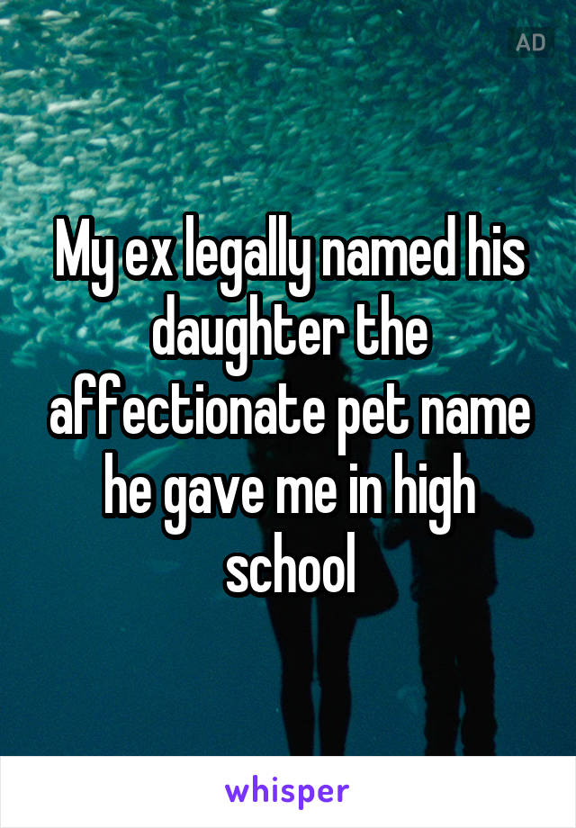 My ex legally named his daughter the affectionate pet name he gave me in high school