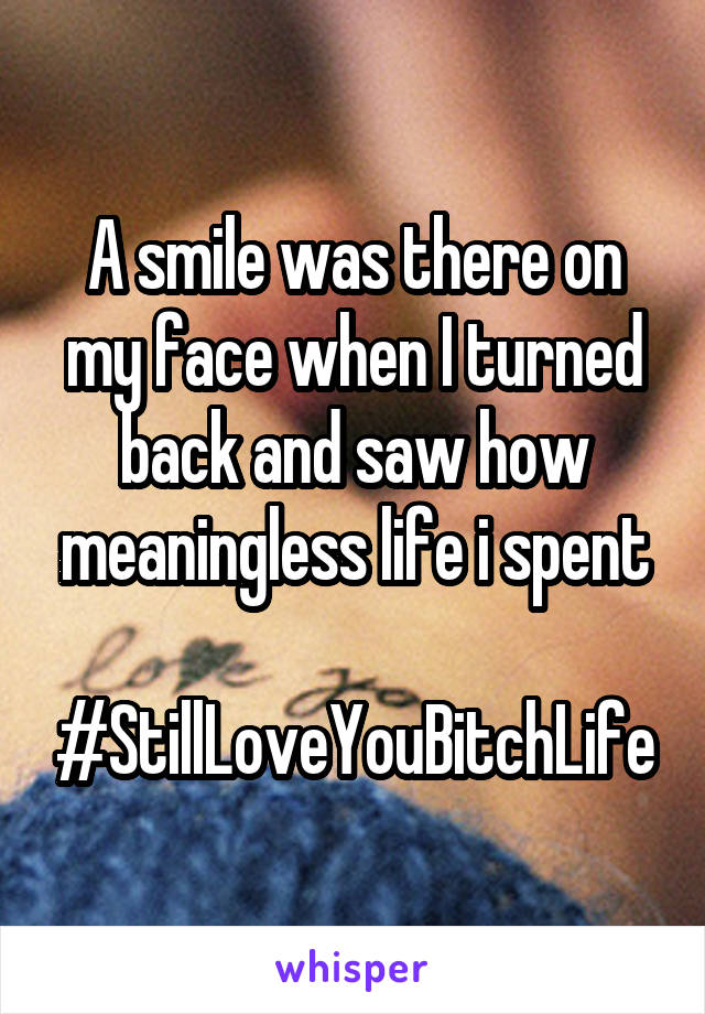 A smile was there on my face when I turned back and saw how meaningless life i spent

#StillLoveYouBitchLife