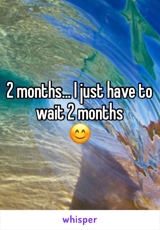 2 months... I just have to wait 2 months 
😊