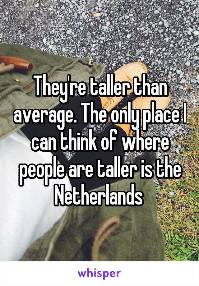 They're taller than average. The only place I can think of where people are taller is the Netherlands 