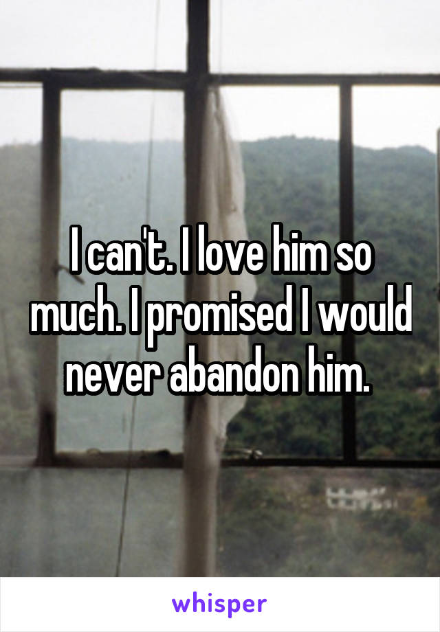 I can't. I love him so much. I promised I would never abandon him. 