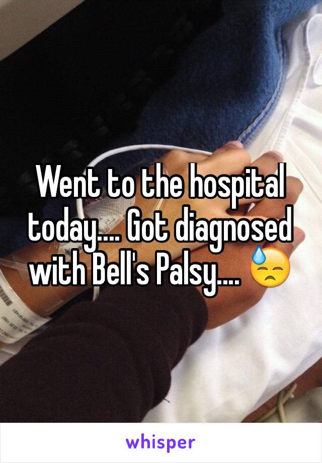 Went to the hospital today.... Got diagnosed with Bell's Palsy.... 😓