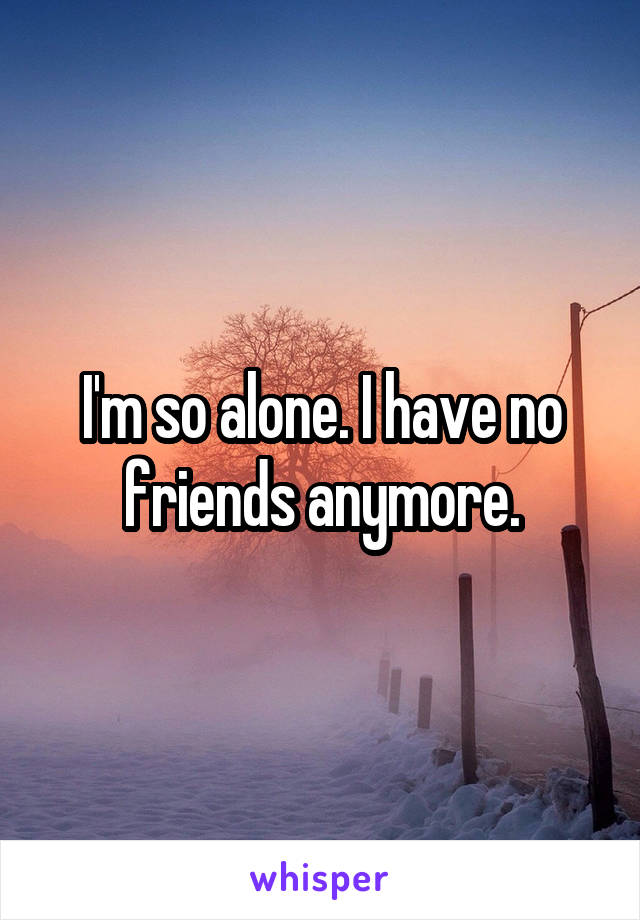 I'm so alone. I have no friends anymore.