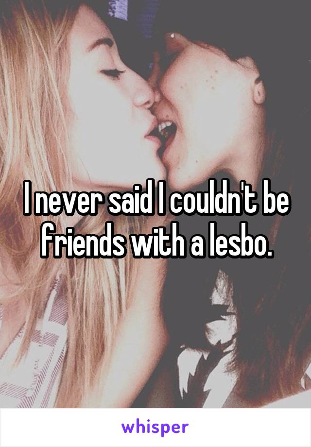 I never said I couldn't be friends with a lesbo.