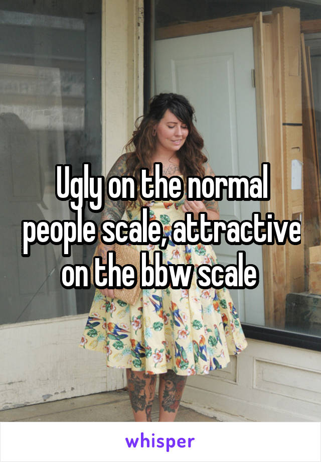 Ugly on the normal people scale, attractive on the bbw scale 