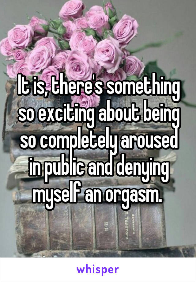 It is, there's something so exciting about being so completely aroused in public and denying myself an orgasm. 