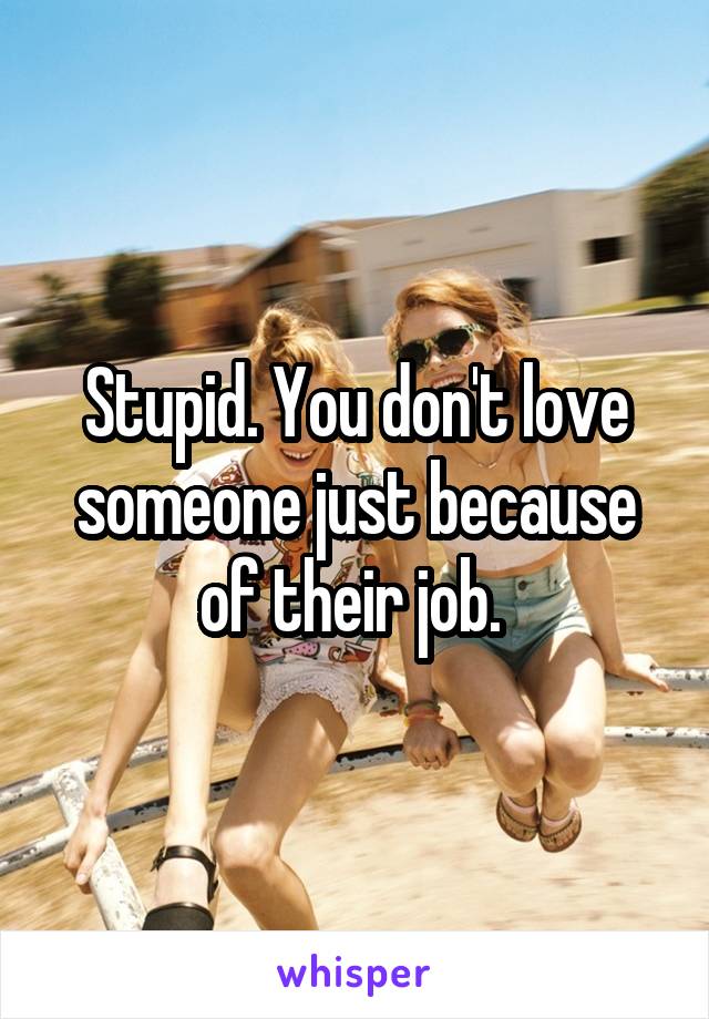 Stupid. You don't love someone just because of their job. 