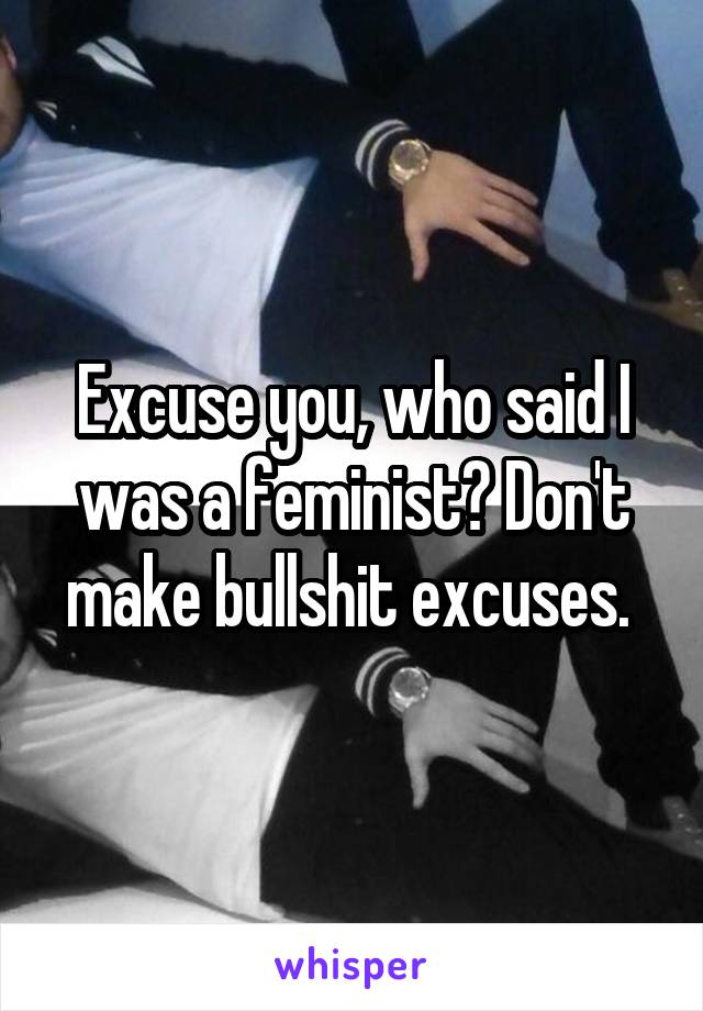 Excuse you, who said I was a feminist? Don't make bullshit excuses. 