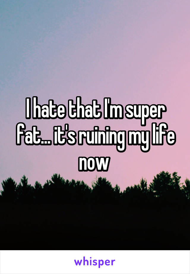 I hate that I'm super fat... it's ruining my life now 