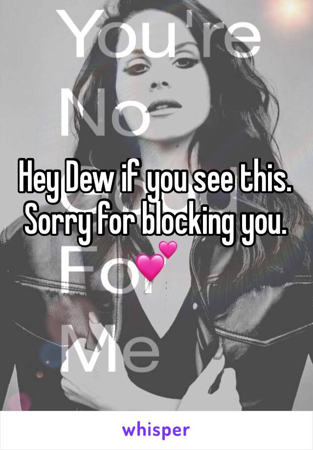 Hey Dew if you see this. Sorry for blocking you. 💕