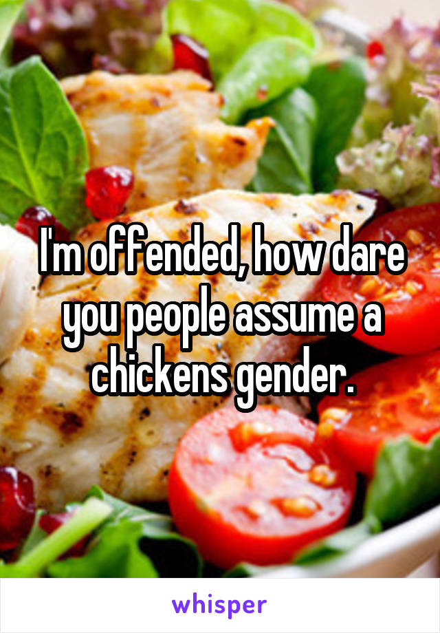 I'm offended, how dare you people assume a chickens gender.