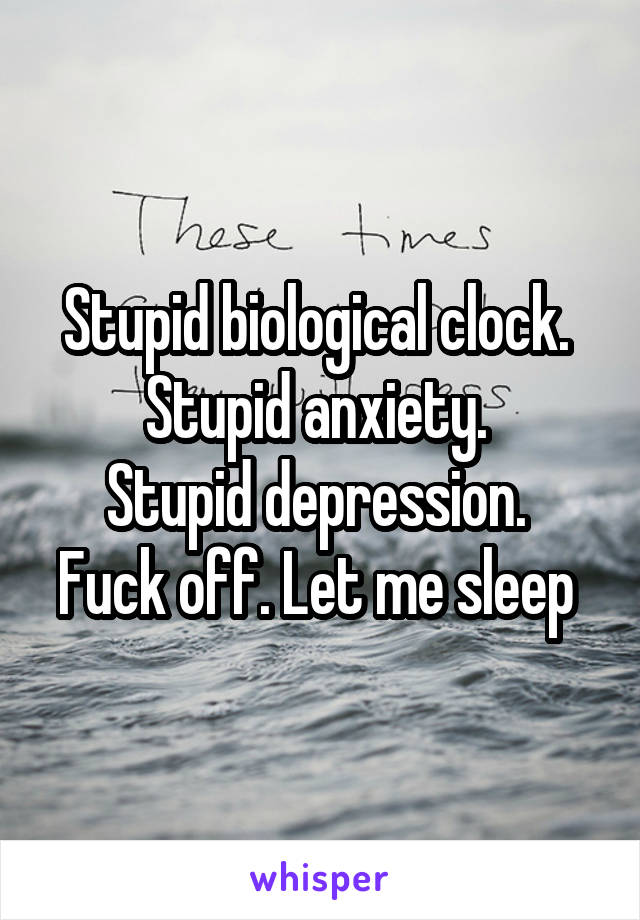 Stupid biological clock. 
Stupid anxiety. 
Stupid depression. 
Fuck off. Let me sleep 