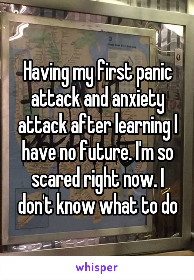 Having my first panic attack and anxiety attack after learning I have no future. I'm so scared right now. I don't know what to do