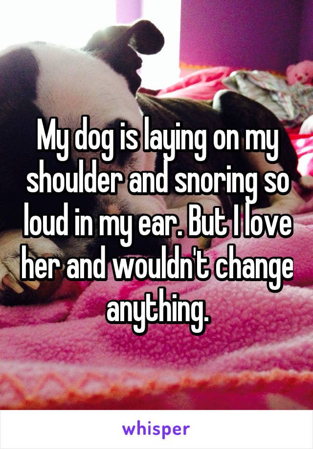 My dog is laying on my shoulder and snoring so loud in my ear. But I love her and wouldn't change anything.