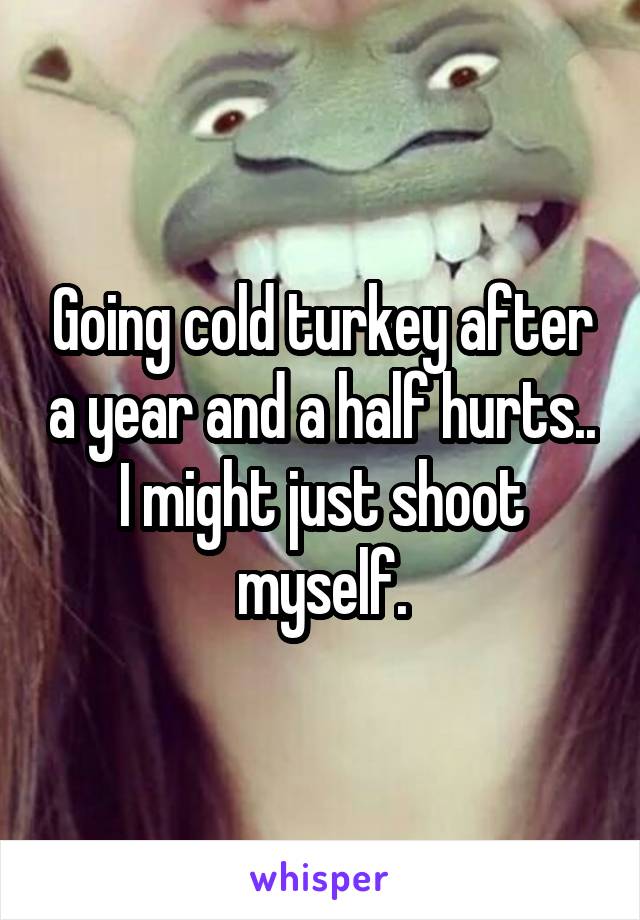 Going cold turkey after a year and a half hurts.. I might just shoot myself.