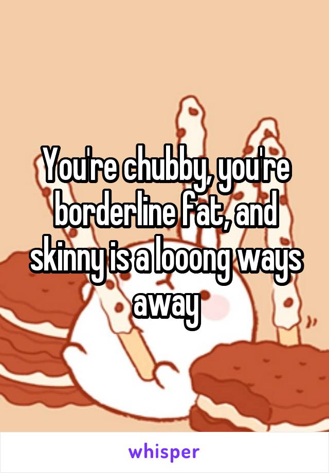 You're chubby, you're borderline fat, and skinny is a looong ways away