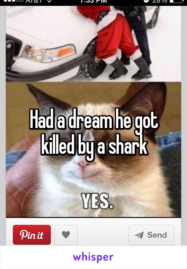 Had a dream he got killed by a shark