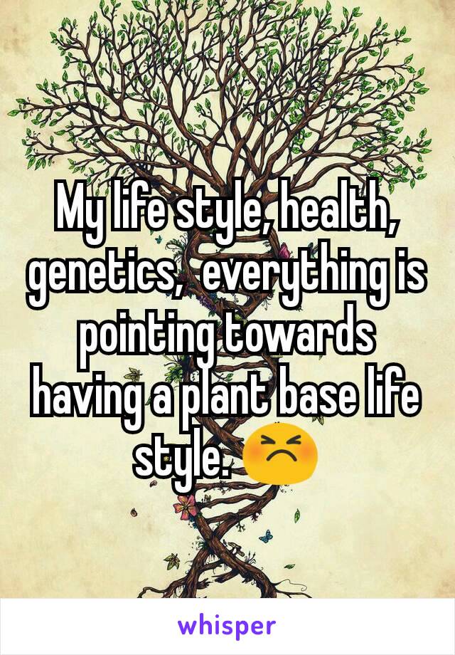 My life style, health, genetics,  everything is pointing towards having a plant base life style. 😣