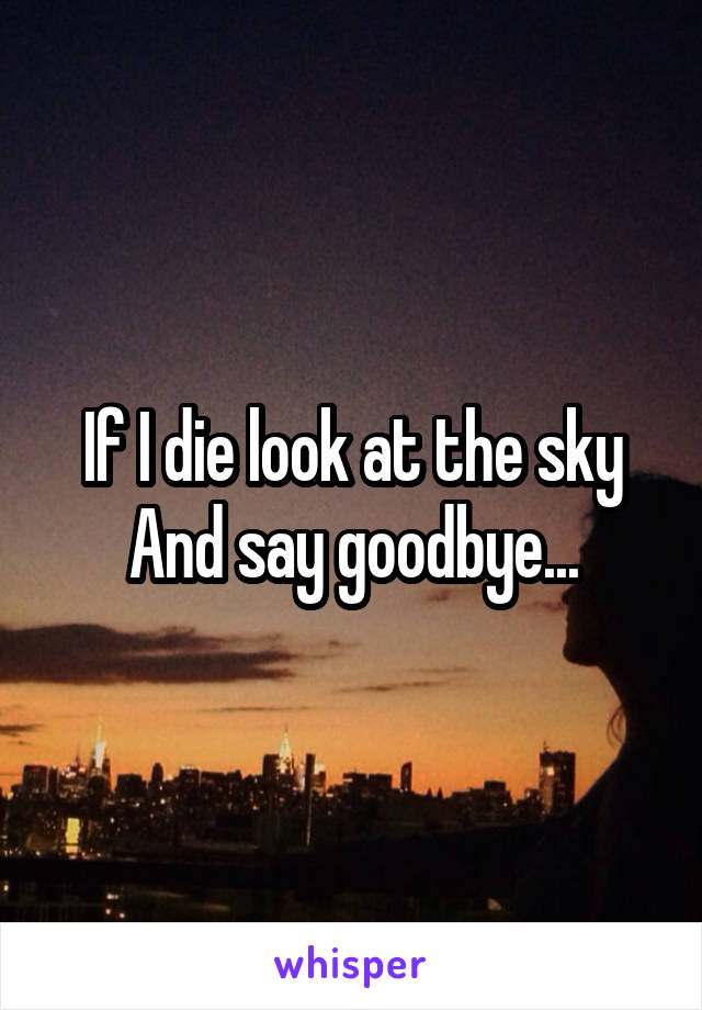 If I die look at the sky
And say goodbye...