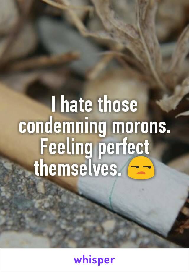 I hate those condemning morons. Feeling perfect themselves. 😒