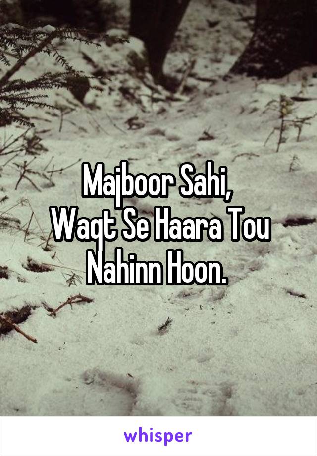 Majboor Sahi, 
Waqt Se Haara Tou Nahinn Hoon. 