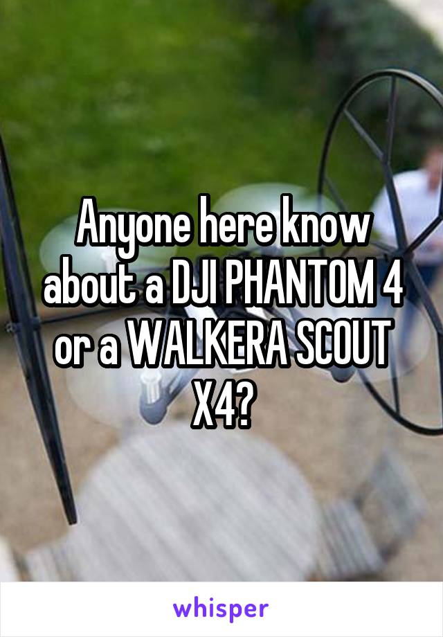 Anyone here know about a DJI PHANTOM 4 or a WALKERA SCOUT X4?