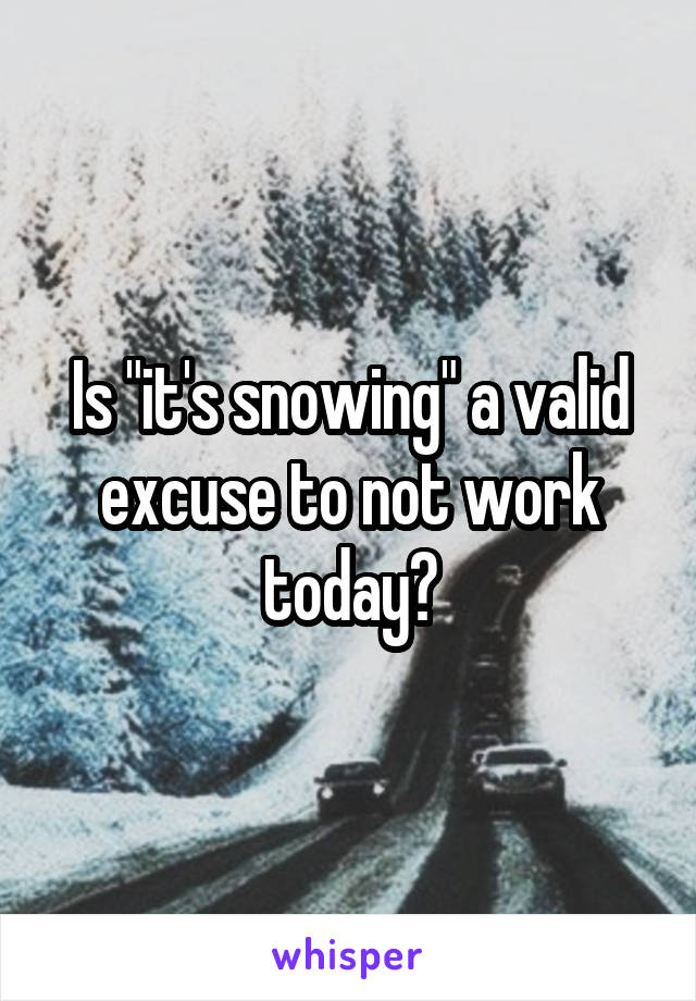 Is "it's snowing" a valid excuse to not work today?