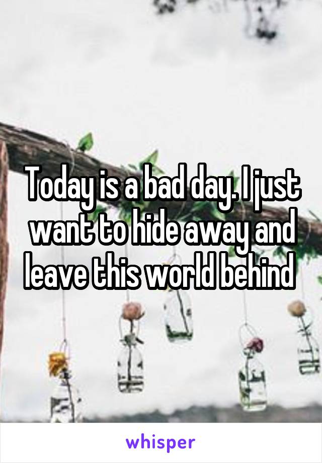 Today is a bad day. I just want to hide away and leave this world behind 