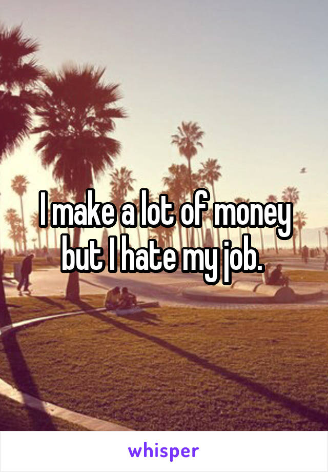 I make a lot of money but I hate my job. 