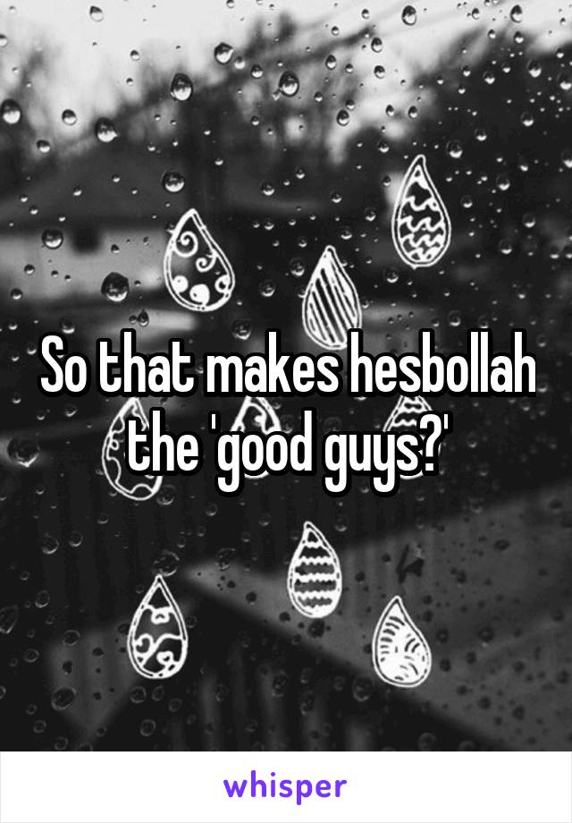 So that makes hesbollah the 'good guys?'