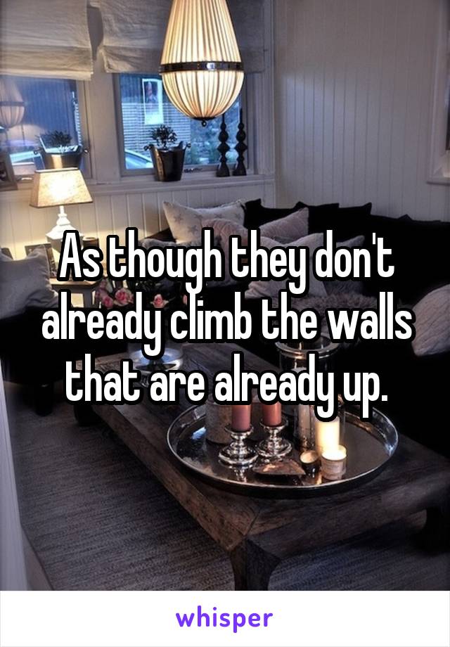 As though they don't already climb the walls that are already up.