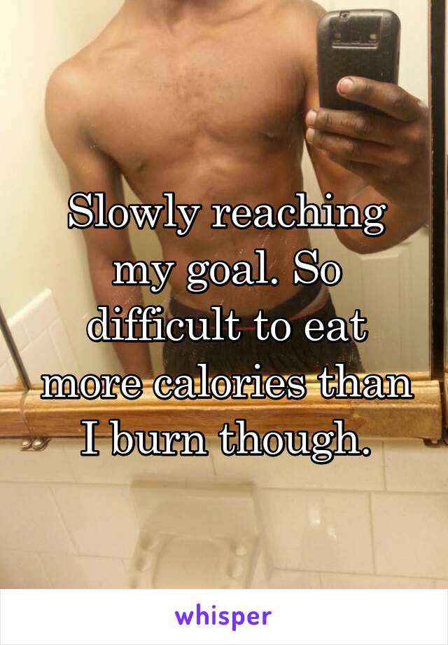 Slowly reaching my goal. So difficult to eat more calories than I burn though.