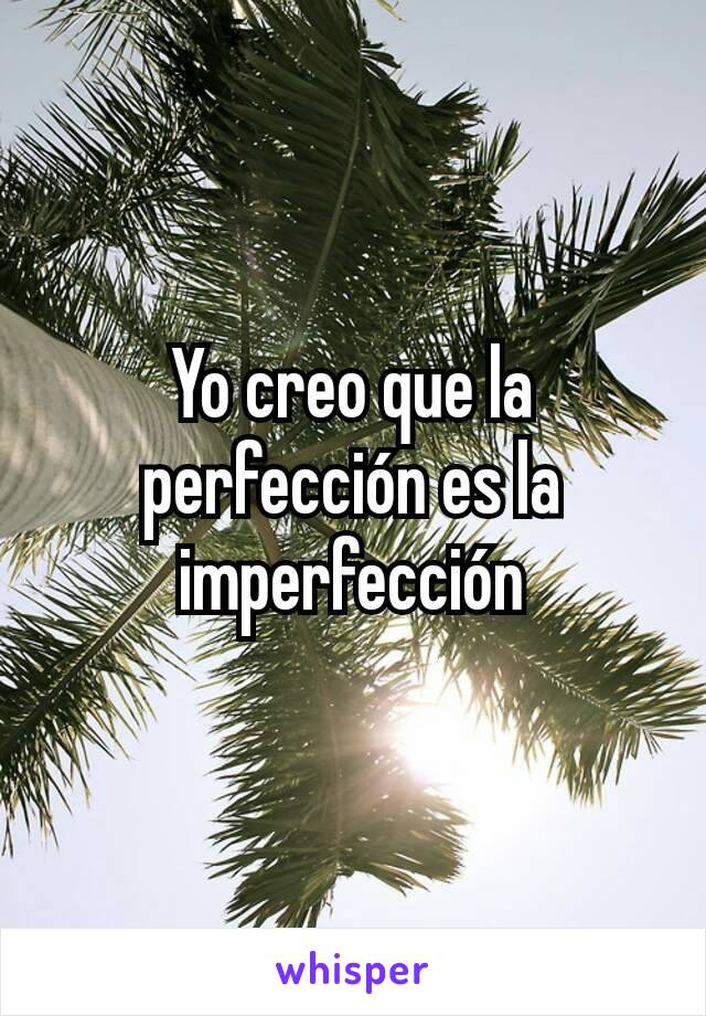 Yo creo que la perfección es la imperfección