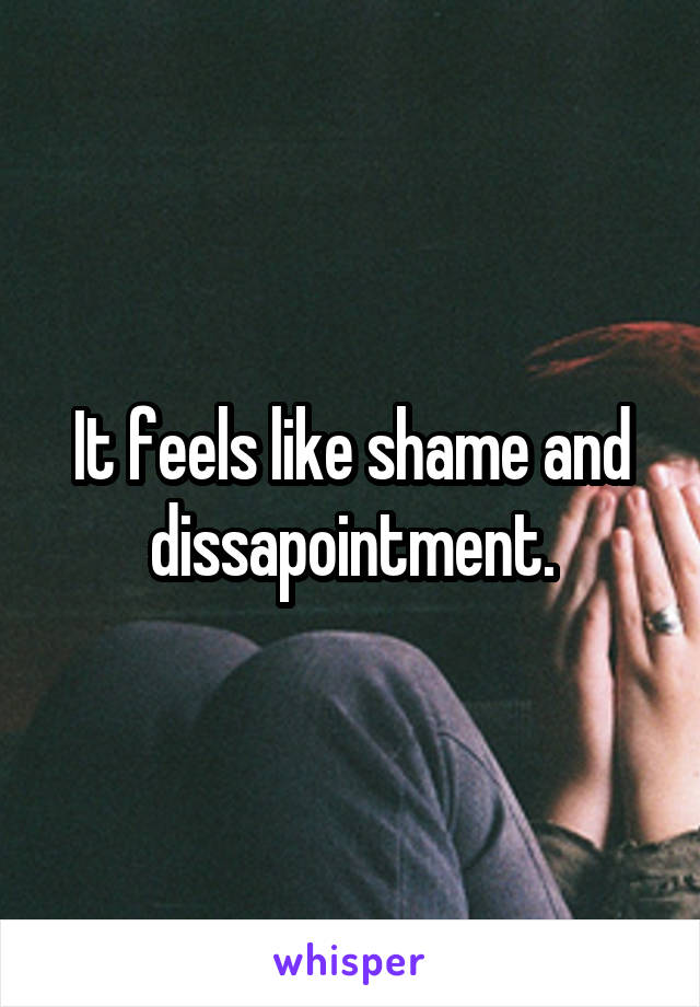 It feels like shame and dissapointment.