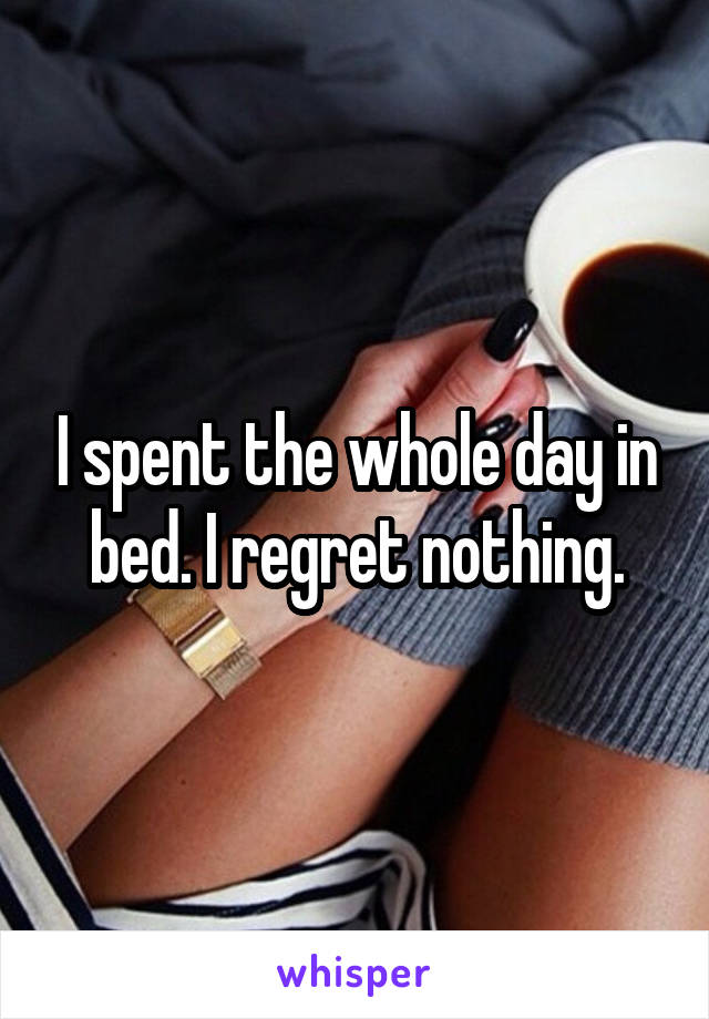 I spent the whole day in bed. I regret nothing.