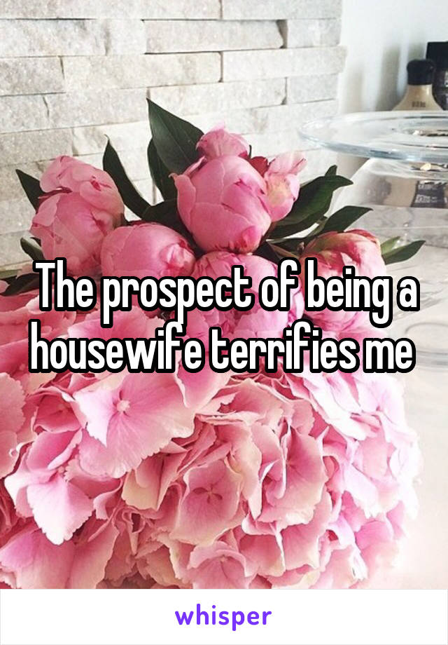 The prospect of being a housewife terrifies me 