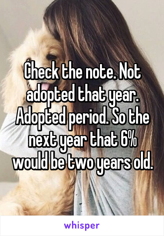 Check the note. Not adopted that year. Adopted period. So the next year that 6% would be two years old.