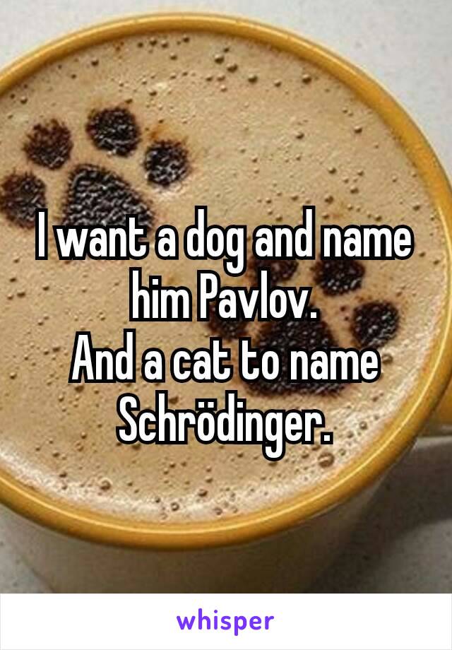 I want a dog and name him Pavlov.
And a cat to name Schrödinger.