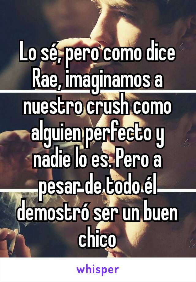 Lo sé, pero como dice Rae, imaginamos a nuestro crush como alguien perfecto y nadie lo es. Pero a pesar de todo él demostró ser un buen chico