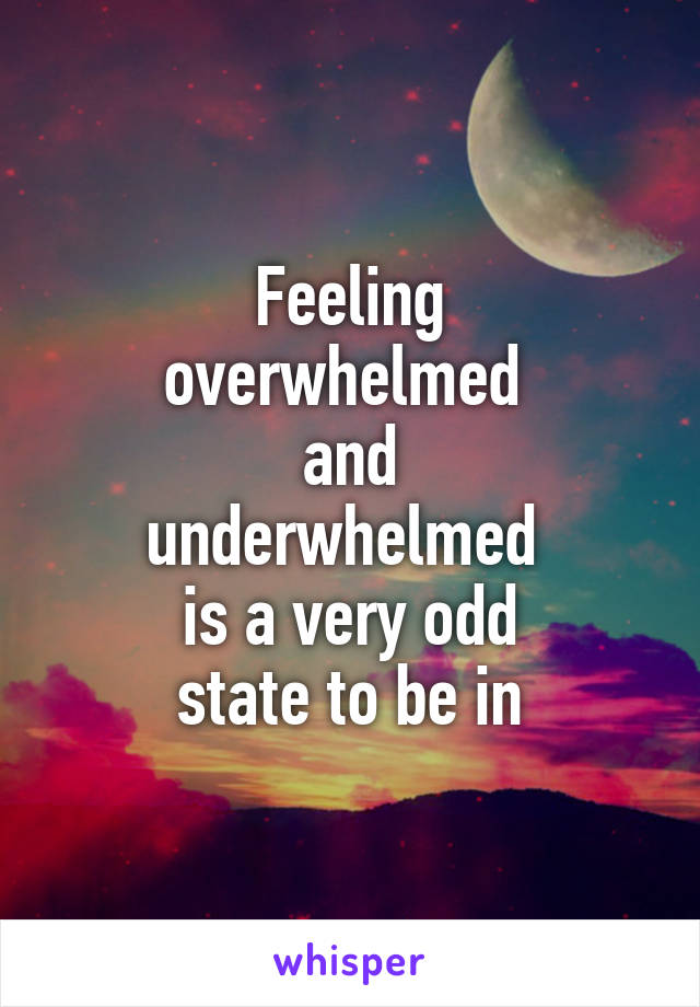 Feeling
overwhelmed 
and
underwhelmed 
is a very odd
state to be in