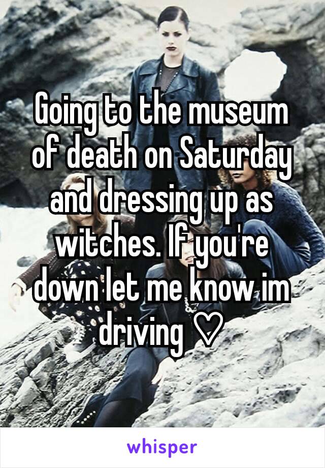Going to the museum of death on Saturday and dressing up as witches. If you're down let me know im driving ♡