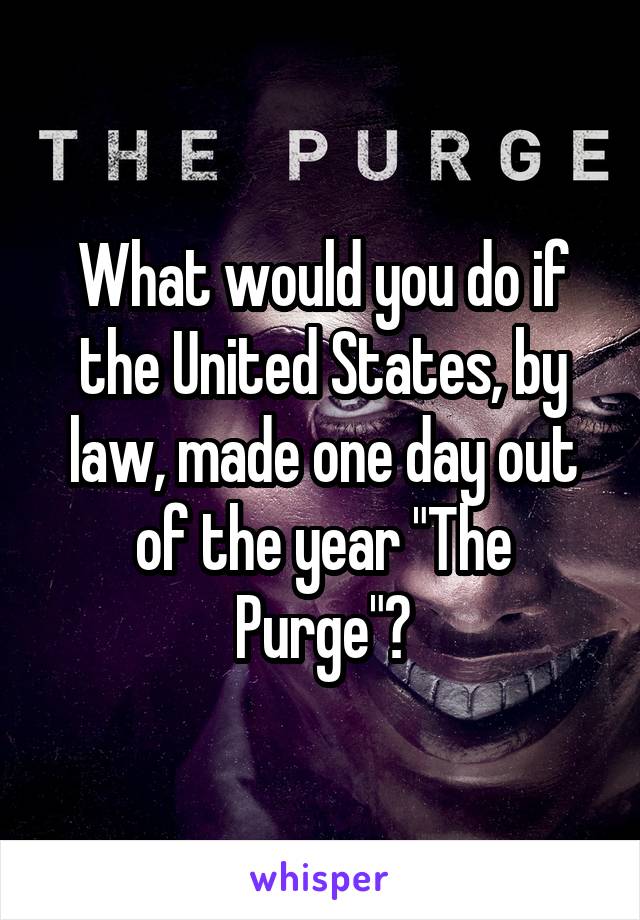 What would you do if the United States, by law, made one day out of the year "The Purge"?