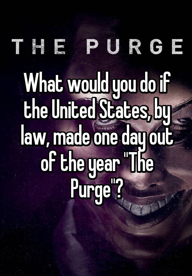 What would you do if the United States, by law, made one day out of the year "The Purge"?