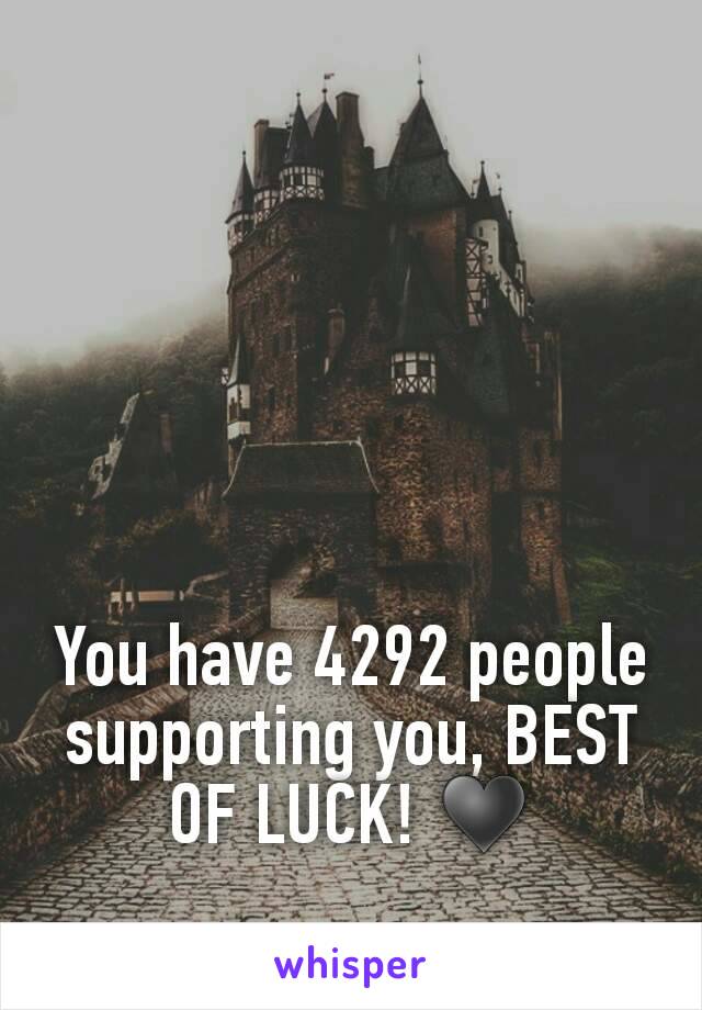 You have 4292 people supporting you, BEST OF LUCK! ♥