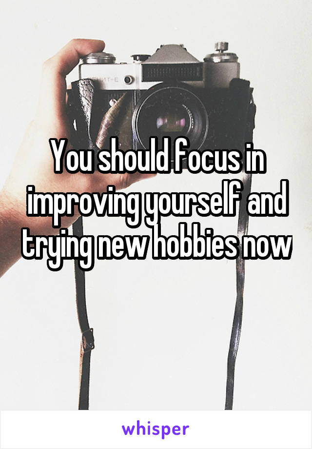 You should focus in improving yourself and trying new hobbies now 