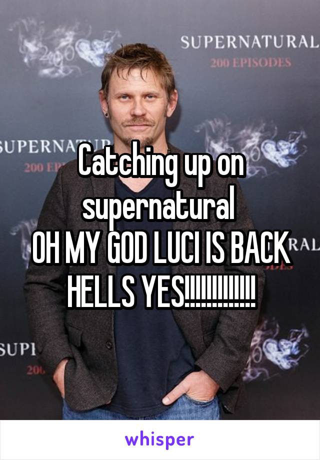 Catching up on supernatural 
OH MY GOD LUCI IS BACK HELLS YES!!!!!!!!!!!!!