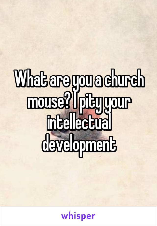 What are you a church mouse? I pity your intellectual development