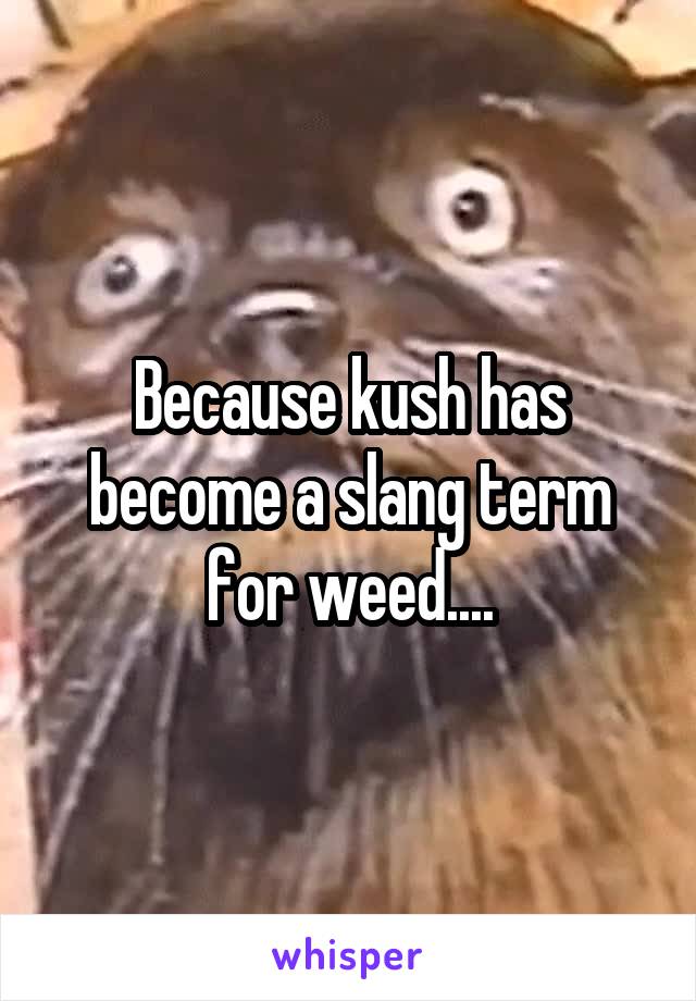 Because kush has become a slang term for weed....