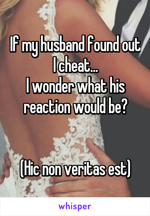 If my husband found out I cheat...
I wonder what his reaction would be?


(Hic non veritas est)